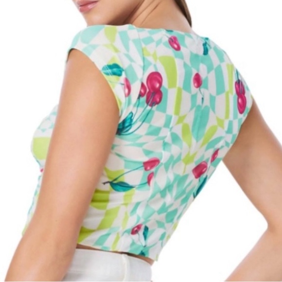 Revolve Afrm Bradlee Corset Top Mint cherry crop Medium  NWT - Picture 3 of 5